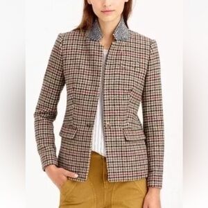 J.Crew Regent Houndstooth Jeweled Collar Wool Blazer- NWT- Size 10